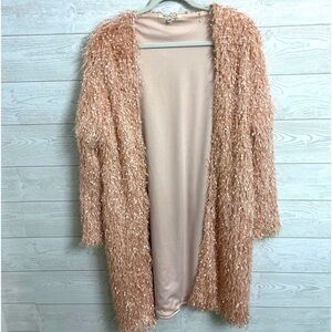 Blushing Heart Women’s Peach Fringe Mid Length Coat. Size L